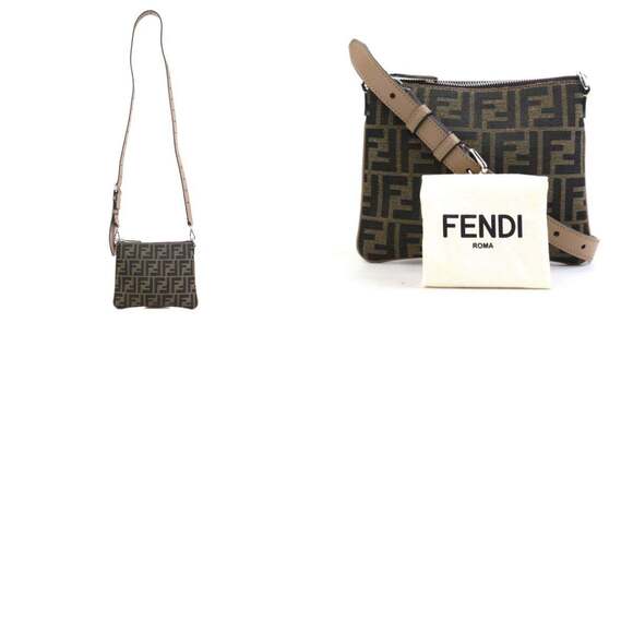 Fendi Zucca After Bag Mini Shoulder in Brown and Silver Canvas Leather, Men's... - Picture 5 of 5